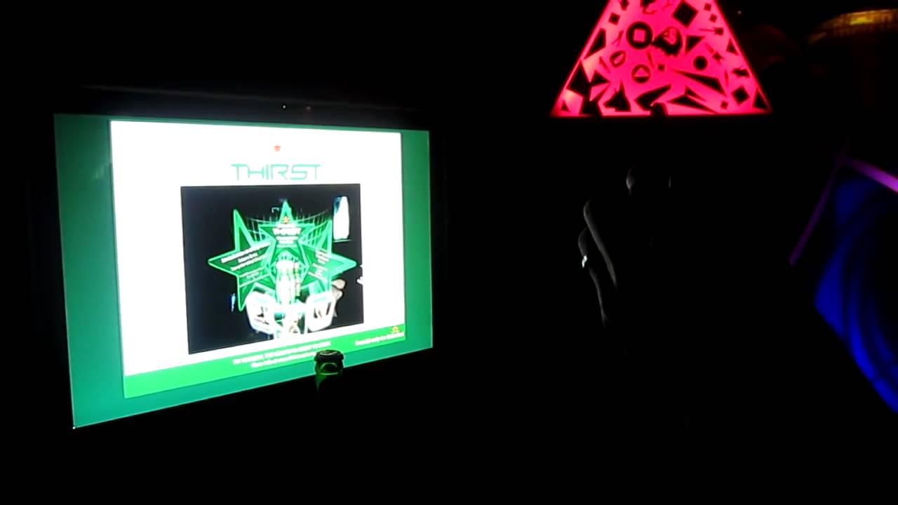 A screen showing the THIRST augmented-reality invite with a 3D star rising from the card